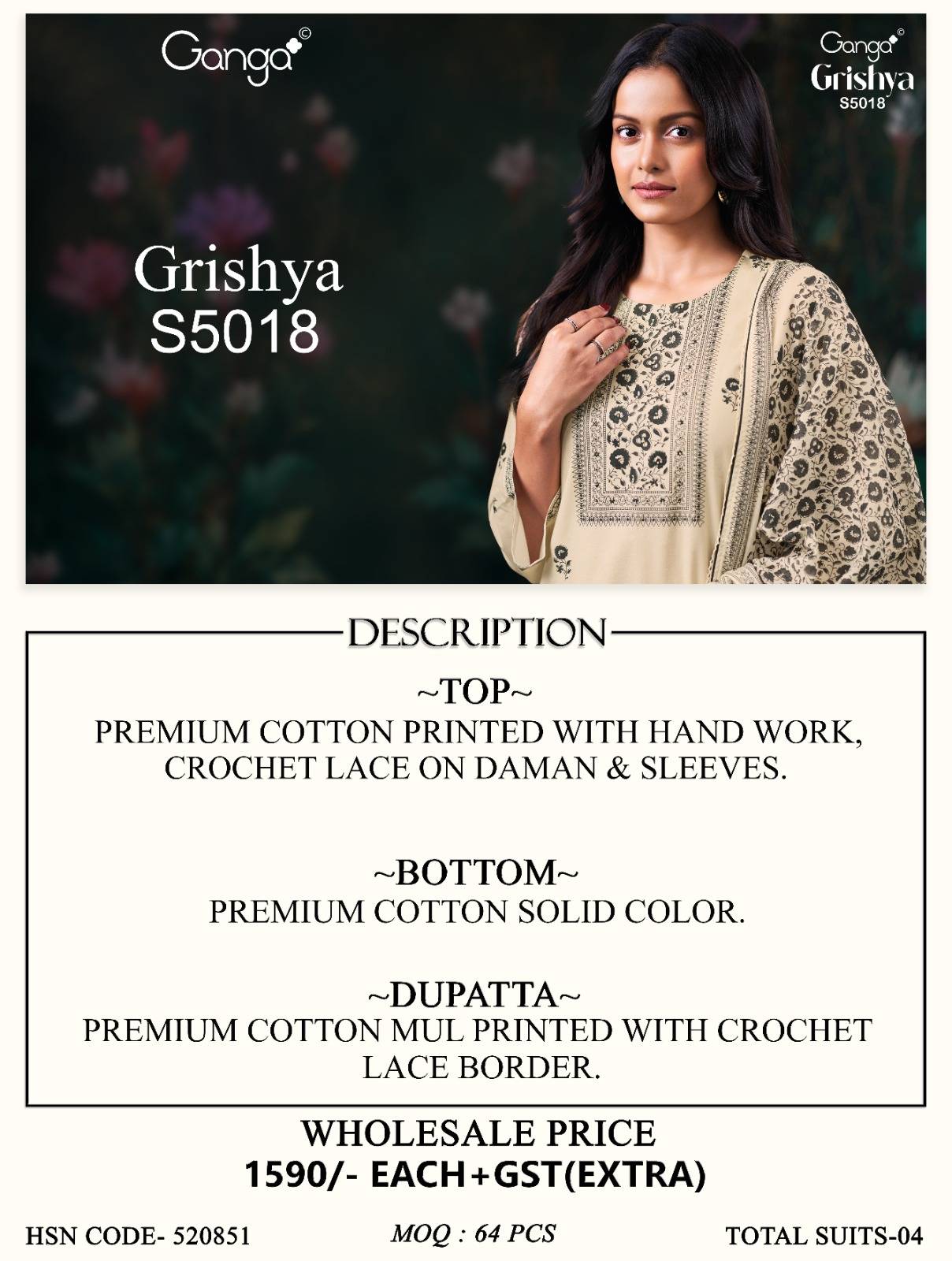 GRISHYA 5018 Series By Ganga Fashion Stylish Beautiful Colourful COTTON Dresses At Wholesale Price